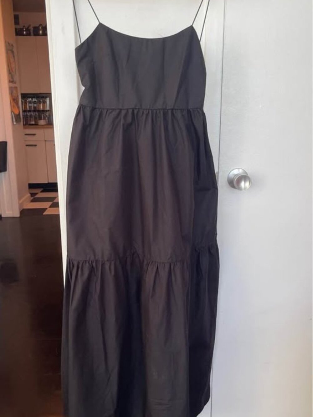 Commense Black Long Spaghetti Strap Backless Maxi Dress Size Small